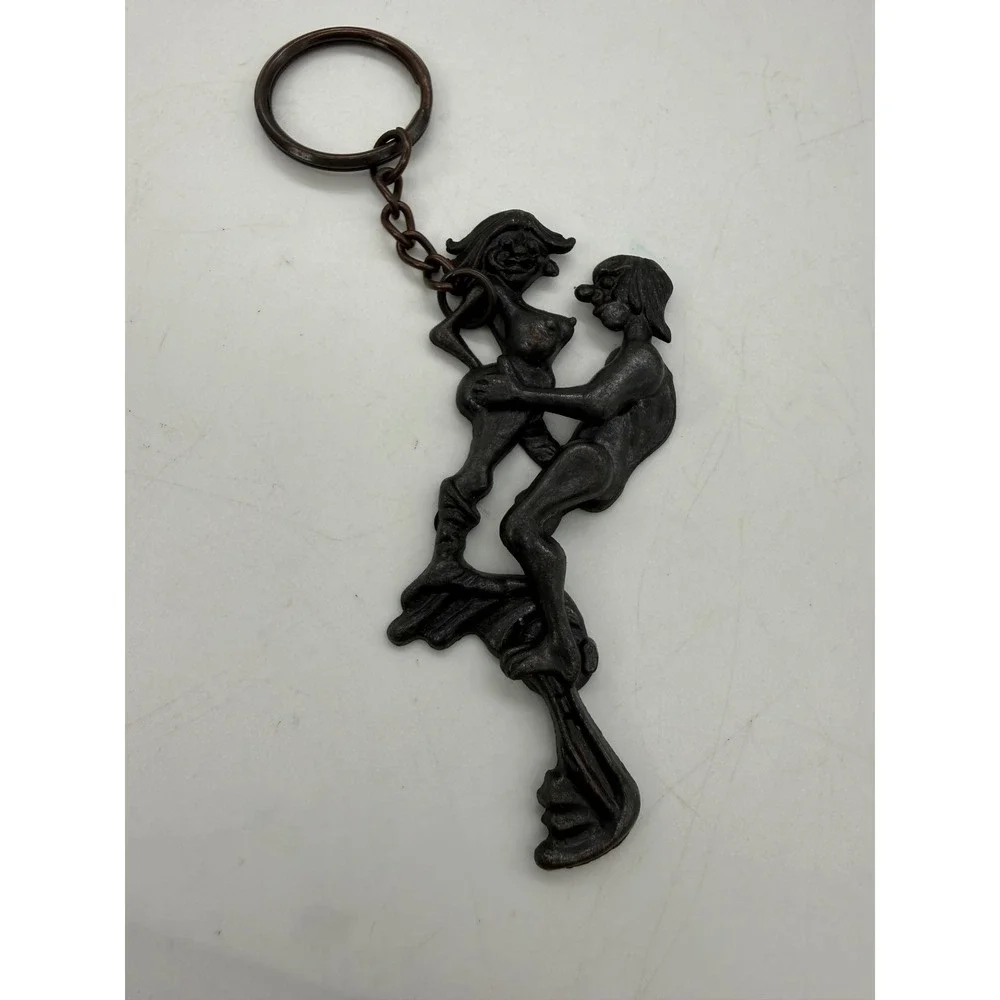 Vintage Mechanical Adult Novelty Keychain Movable Risqué Articulated Metal NSFW